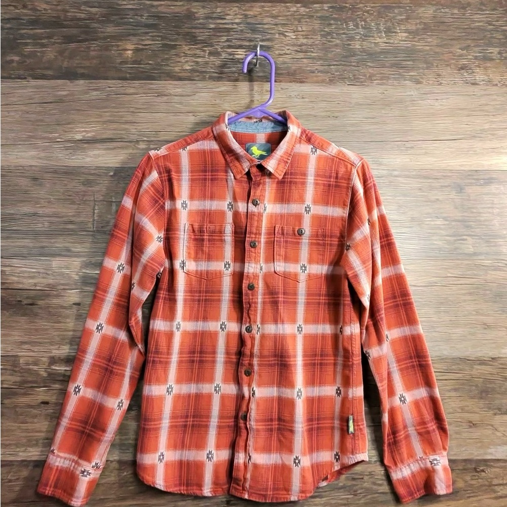 Modern Amusement Plaid Rust Orange Button Down Shirt